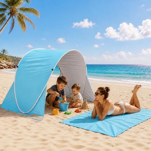 Wolfwise Popup Beach Cabana مع مظلة متحركة سهلة الاستخدام للرمال in Kuwait