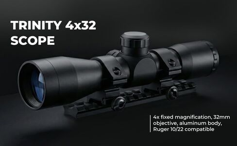 4x32 Rifle Scope for Ruger 10/22 – Fixed Power Optic with Weaver Rail Base & Rings, Matte Black Aluminum Hunting Scope in Saudi Arabia