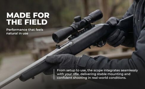 4x32 Rifle Scope for Ruger 10/22 – Fixed Power Optic with Weaver Rail Base & Rings, Matte Black Aluminum Hunting Scope in Saudi Arabia