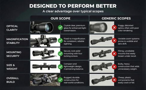 4x32 Rifle Scope for Ruger 10/22 – Fixed Power Optic with Weaver Rail Base & Rings, Matte Black Aluminum Hunting Scope in Saudi Arabia