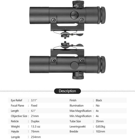 SPINA OPTICS Hunting Rifle Scope 4X20 Carry Handle Scope with Crosshair Reticle in Saudi Arabia