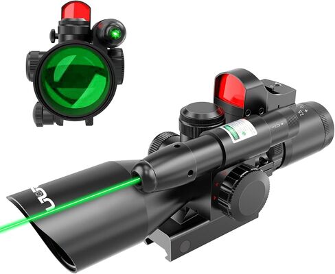 UUQ 2.5-10x40 Combo Rifle Scope, Dual Illuminated Mil-dot Reticle, W/Mini Reflex 3 MOA Red Dot Sight and Laser Sight in Kuwait