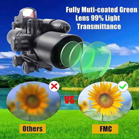 UUQ 2.5-10x40 Combo Rifle Scope, Dual Illuminated Mil-dot Reticle, W/Mini Reflex 3 MOA Red Dot Sight and Laser Sight in Kuwait
