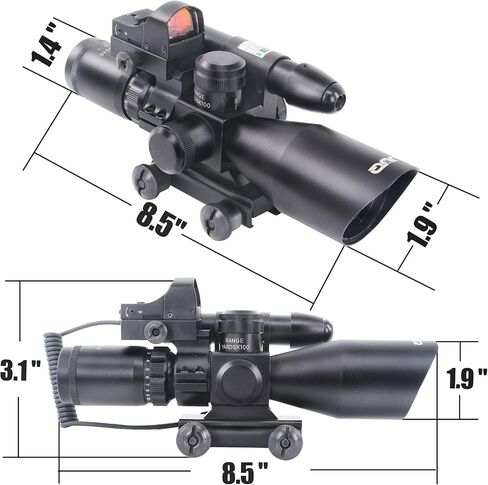 UUQ 2.5-10x40 Combo Rifle Scope, Dual Illuminated Mil-dot Reticle, W/Mini Reflex 3 MOA Red Dot Sight and Laser Sight in Saudi Arabia