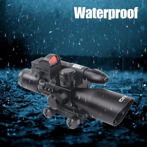UUQ 2.5-10x40 Combo Rifle Scope, Dual Illuminated Mil-dot Reticle, W/Mini Reflex 3 MOA Red Dot Sight and Laser Sight in Saudi Arabia