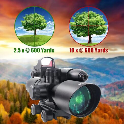 UUQ 2.5-10x40 Combo Rifle Scope, Dual Illuminated Mil-dot Reticle, W/Mini Reflex 3 MOA Red Dot Sight and Laser Sight in Saudi Arabia