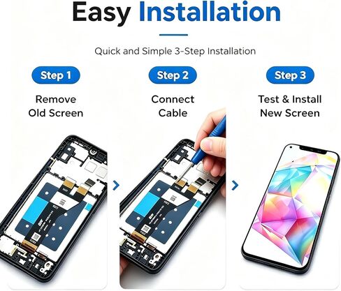 for Galaxy A55 Screen Replacement, Compatible with SM-A556B SM-A556W SM-A556U SM-A556V SM-A556E LCD Display digitizer Screen with Frame, Equipped with Maintenance Tools | SM-A556B/W/U/V/E, Includes Repair Tools, Touch Digitizer, Compatible Fit in Saudi Arabia