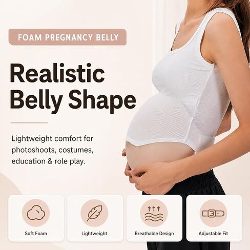 LaughLoom Fake Pregnant Belly, Lightweight Foam, Soft Breathable Sponge, Lifelike for Cosplay Halloween Christmas Party in Saudi Arabia