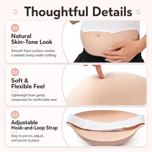 LaughLoom Fake Pregnant Belly, Lightweight Foam, Soft Breathable Sponge, Lifelike for Cosplay Halloween Christmas Party in Saudi Arabia