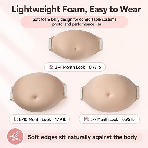 LaughLoom Fake Pregnant Belly, Lightweight Foam, Soft Breathable Sponge, Lifelike for Cosplay Halloween Christmas Party in Saudi Arabia