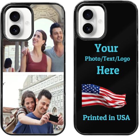 Ship Next Day-Custom Photo Phone Case Compatible with iPhone 16, Personalized Military Grade Rugged Two Piece Protection, Printed in USA (iPhone 16) in Saudi Arabia