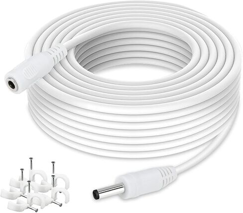 DC Power Extension Cable 33ft 1.35mm x 3.5mm Compatible with 5V DC Adapter Cord for CCTV Security Camera IP Camera Standalone DVR (33ft DC3.5mm Plug White) in Kuwait