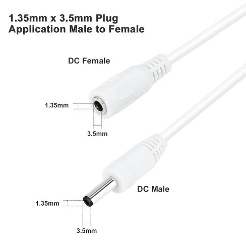 DC Power Extension Cable 33ft 1.35mm x 3.5mm Compatible with 5V DC Adapter Cord for CCTV Security Camera IP Camera Standalone DVR (33ft DC3.5mm Plug White) in Kuwait