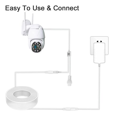 DC Power Extension Cable 33ft 1.35mm x 3.5mm Compatible with 5V DC Adapter Cord for CCTV Security Camera IP Camera Standalone DVR (33ft DC3.5mm Plug White) in Kuwait