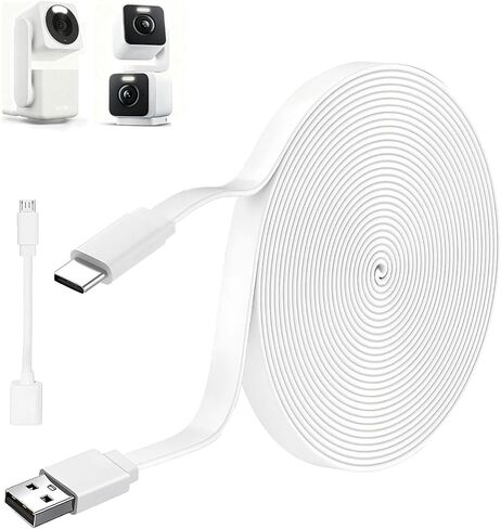 50FT/15m USB C Extension Cable for WYZE Duo Cam Pan Indoor/Outdoor,WYZE Cam Pan v4,Wyze Cam v3,Wyze OG,Petcube Cam 360/TP-Link Tapo C120,CCTV Camera,USB to Type C Long Flat Charging Charger Cord in Saudi Arabia
