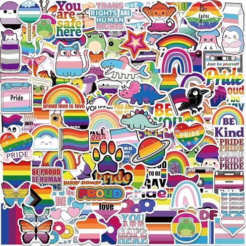 200pcs Pride Stickers Mixed LGBTQ Sticker Gay Rainbow LGBTQ Party Favors Lesbian Bisexual Pansexual Transgender Stickers for Laptop Graffiti Vinyl Decals Sticker Toys in Kuwait