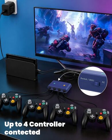 4 Port Adapter for Gamecube Controller, Compatible with Switch / Wii U / PC in Kuwait
