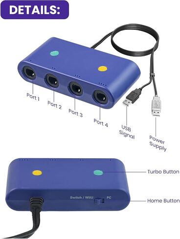 4 Port Adapter for Gamecube Controller, Compatible with Switch / Wii U / PC in Kuwait