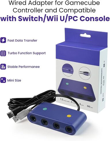 4 Port Adapter for Gamecube Controller, Compatible with Switch / Wii U / PC in Kuwait