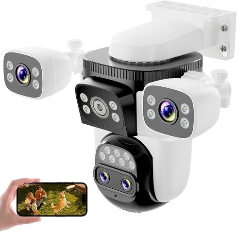 كاميرات مراقبة VSTARCAM ذات 4 عدسات، لاسلكية في الهواء الطلق، 4 في 1 متعددة الرؤية 2K 360 درجة PTZ، كاميرا WiFi مدمجة، تكبير هجين 10X، تتبع حركة الذكاء الاصطناعي، IP66، رؤية ليلية ملونة للممرات والأبواب الأمامية in Kuwait