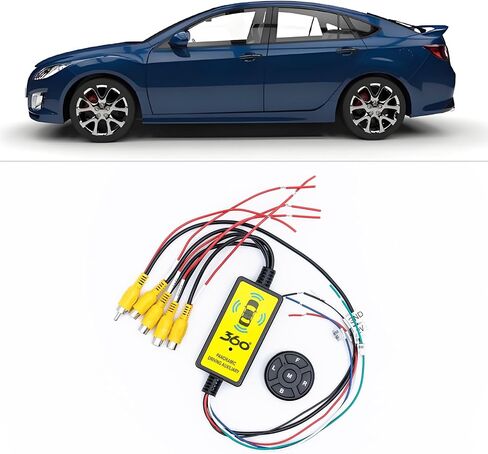 4 in 1 Car Camera Video Switcher with Remote Control, 360° Panoramic View for Left Right Front Rear, Easy Installation, 12V/24V Truck Compatible in Kuwait