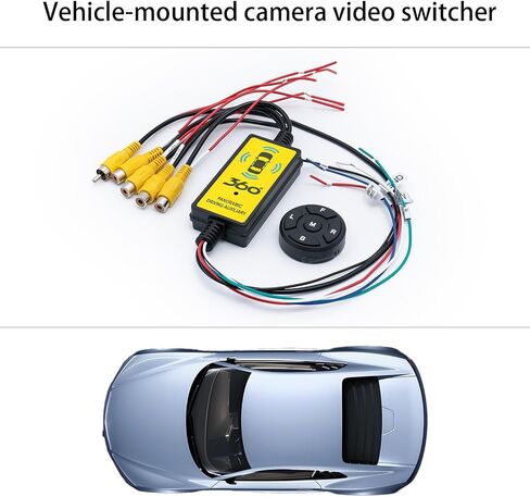 4 in 1 Car Camera Video Switcher with Remote Control, 360° Panoramic View for Left Right Front Rear, Easy Installation, 12V/24V Truck Compatible in Kuwait