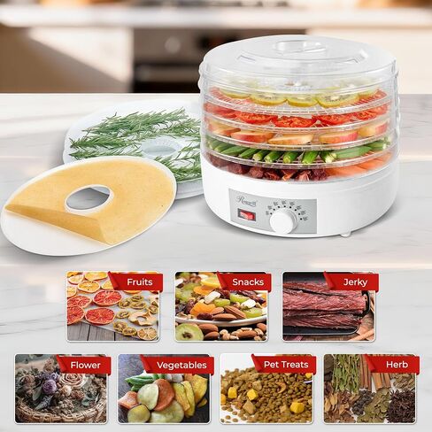 Rosewill Food Dehydrator Machine, 5 BPA-Free 12.6’ Trays, Adjustable Temperature Controls | 95-158°F | 350W, Jerky, Herbs, Fruit, Veggies, Dried Snacks, White in Kuwait