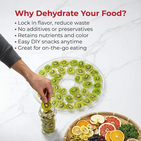 Rosewill Food Dehydrator Machine, 5 BPA-Free 12.6’ Trays, Adjustable Temperature Controls | 95-158°F | 350W, Jerky, Herbs, Fruit, Veggies, Dried Snacks, White in Kuwait