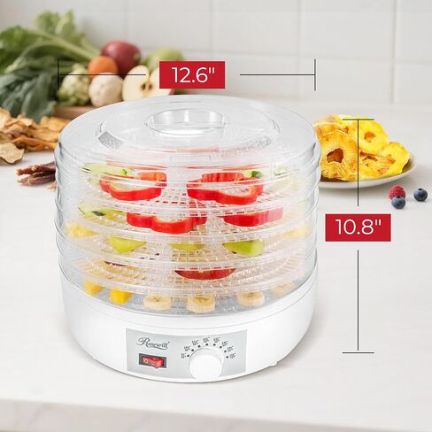Rosewill Food Dehydrator Machine, 5 BPA-Free 12.6’ Trays, Adjustable Temperature Controls | 95-158°F | 350W, Jerky, Herbs, Fruit, Veggies, Dried Snacks, White in Kuwait