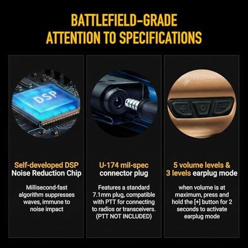 EARMOR M32 PLUS Tactical Headset With Mic, U-174 Connector and ARC Rail Attachments for Military Helmets in Kuwait