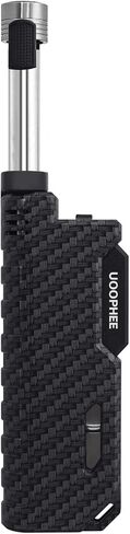 Torch Lighter with Flame Lock, Windproof Butane Lighter Refillable Single Jet Flame, 7.63" Extended Long for Candle, Camping, Grill, BBQ, Fireworks (Butane not Included) Black in Saudi Arabia
