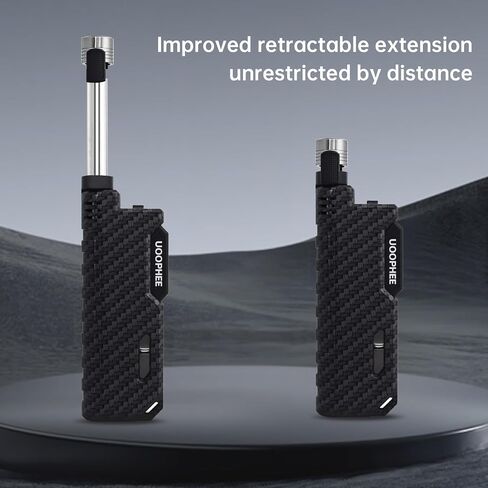 Torch Lighter with Flame Lock, Windproof Butane Lighter Refillable Single Jet Flame, 7.63" Extended Long for Candle, Camping, Grill, BBQ, Fireworks (Butane not Included) Black in Saudi Arabia