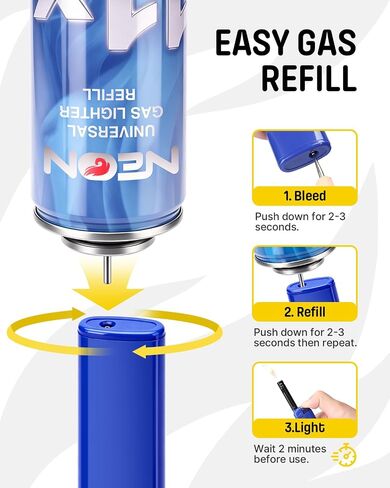 NEON Candle Lighter, Butane Refillable Wind-Resistant Flame, Ultimate Long Neck Lighter for BBQ, Camping, DIY, 5-Pack in Saudi Arabia