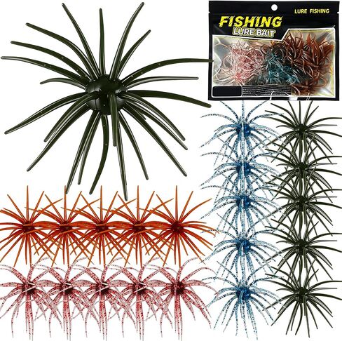 Kynzo Bass Fishing Lures, Fuzzy Dice Style Soft Plastic Creature Baits, Rubber Leg Tentacle Finesse Baits for Drop Shot, Bass Trout Freshwater Fishing, Multiple Colors in Saudi Arabia
