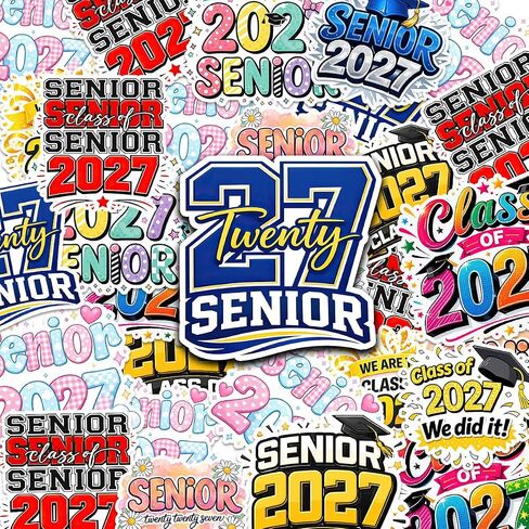 (1.5-2 Inch) 60Pcs Senior 2027 Stickers Graduation Theme Class of 2027 in Saudi Arabia