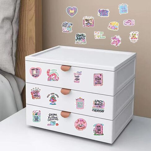 126PCS Holographic Girly Bookish Stickers, Cute Romance Book Stickers for Book Lovers, Waterproof Vinyl Decals for Laptop, Water Bottle, Booktok, Phone, Journal, Luggage, No Repeats in Saudi Arabia