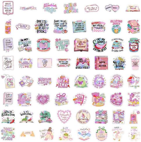 126PCS Holographic Girly Bookish Stickers, Cute Romance Book Stickers for Book Lovers, Waterproof Vinyl Decals for Laptop, Water Bottle, Booktok, Phone, Journal, Luggage, No Repeats in Saudi Arabia