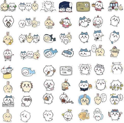 60pcs Japanese Cartoon Chiikawa Stickers for Kids, Funny Vinyl Waterproof Stickers for Water Bottle Phone Journal Guitar Skateboard Gifts for Teens Adults in Saudi Arabia