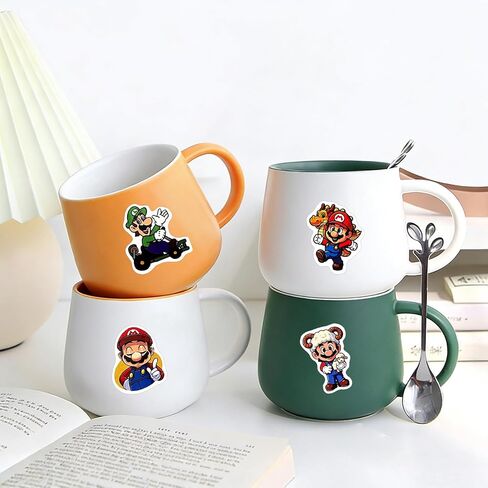 100PCS Mario Stickers for Kids, Cartoon Game Decal for Water Bottle Laptop Phone Helmet, Adult & Teen Party Decor Gifts in Saudi Arabia