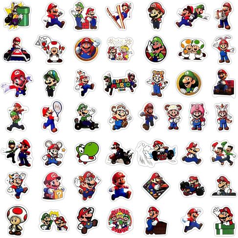 100PCS Mario Stickers for Kids, Cartoon Game Decal for Water Bottle Laptop Phone Helmet, Adult & Teen Party Decor Gifts in Saudi Arabia