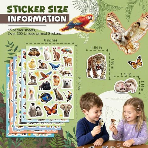 300PCS Cute Animal Stickers for Kids, Waterproof Vinyl Water Bottles Stickers for Kids, Teens, Fun Stickers for Kids Laptop, Kindle, Classroom, Phone Case, Luggage in Saudi Arabia