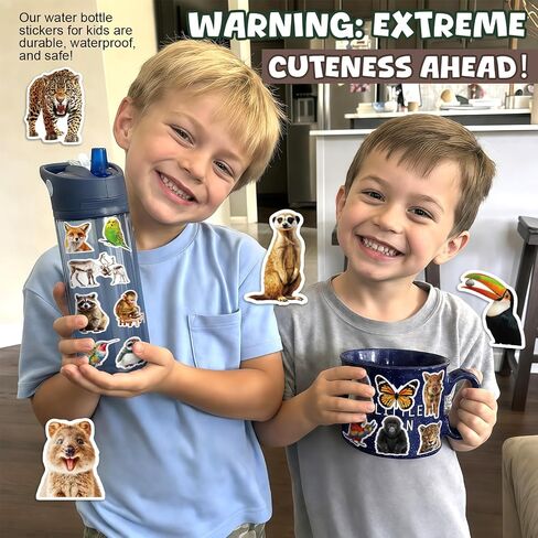 300PCS Cute Animal Stickers for Kids, Waterproof Vinyl Water Bottles Stickers for Kids, Teens, Fun Stickers for Kids Laptop, Kindle, Classroom, Phone Case, Luggage in Saudi Arabia