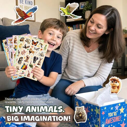 300PCS Cute Animal Stickers for Kids, Waterproof Vinyl Water Bottles Stickers for Kids, Teens, Fun Stickers for Kids Laptop, Kindle, Classroom, Phone Case, Luggage in Saudi Arabia