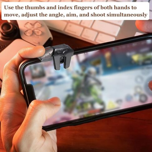 PATIKIL 2 Pair Mobile Triggers, 6 in 1 Auxiliary Button Mobile Phone Game Controller Combo Shoot Target Gaming Joystick for Game Phones, Black in Saudi Arabia