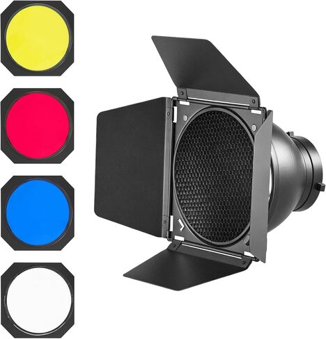 WELLMAKING Bowens Mount Reflector with Barn Door & Color Gels for LED Light in Saudi Arabia