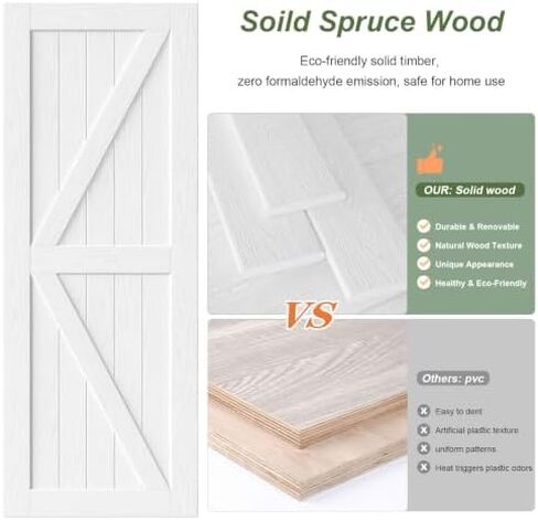 Fredbeck 96X84(Double 48x84) White Wood Barn Doors with Hardware in Saudi Arabia