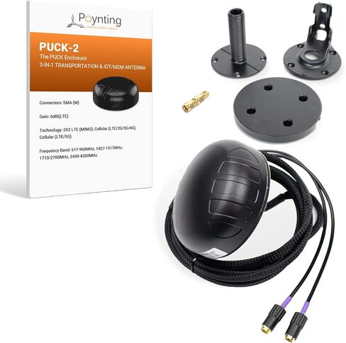 Poynting Puck-2 2 في 1 للنقل وهوائي M2M/IOT | 5G | 4G إل تي إي | 2X2 ميمو | 617-4200 ميجاهيرتز | أسود in Kuwait