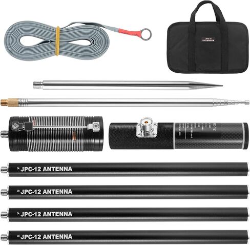 JPC-12 Portable HF Antenna,7MHz-50MHz Full Band HF Vertical Antenna, 40m-6m 8 Bands, with Sliding Adjuster, Suitable for Amateur Radio and Outdoor Use (4.1 Meters) in Saudi Arabia