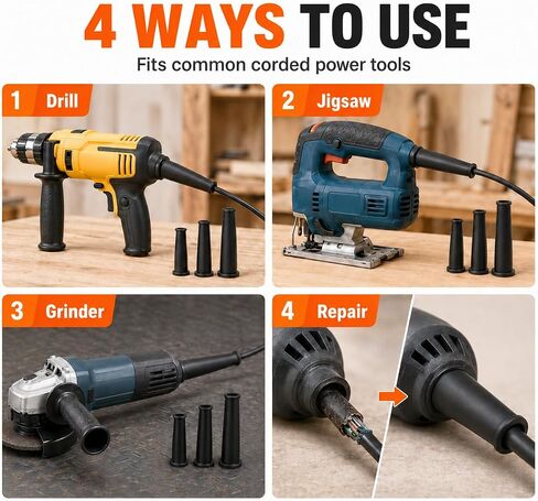 Electric Tool Cable Sleeve, Angle Grinder Electric Boot, Angle Grinder Sleeve Power Cord Strain Relief Cable Protector for Power Tools (3 Sizes) in Kuwait