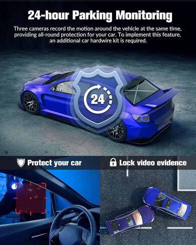 Dash Cam Front and Rear, 4K Dash Camera for Cars, Triple Car Camera with IR Night Vision,170° Wide Angle,WDR, HDR, 24H Parking& Loop Recording,G-Sensor,32GB Card Included in Saudi Arabia